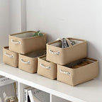 Storage Basket for Organizing (Beige / 6PCS/Small -11.8Lx7.9Wx5.2H)