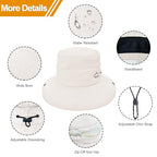 Sun Hats for Women Bucket Hat UV Protection Fishing Hat Wide Brim Safari Hats 2 in 1 Zip (1pack-beige)