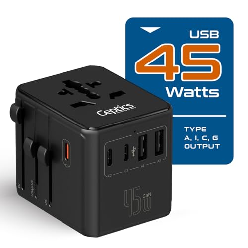 8 in 1 Universal Travel Adapter 45W (Black)