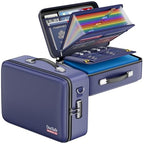 Fireproof Document Box Hard Case with Lock ＆ Accordion File Folder (15.2" x 11.2" x 5.3"(colorful) / Blue)