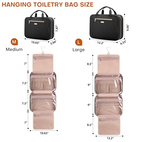 Hanging Toiletry Bag for Women Travel (Black / Medium)
