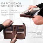 Full Grain Leather Family Passport Holder for 4 Passports (Dark Brown)