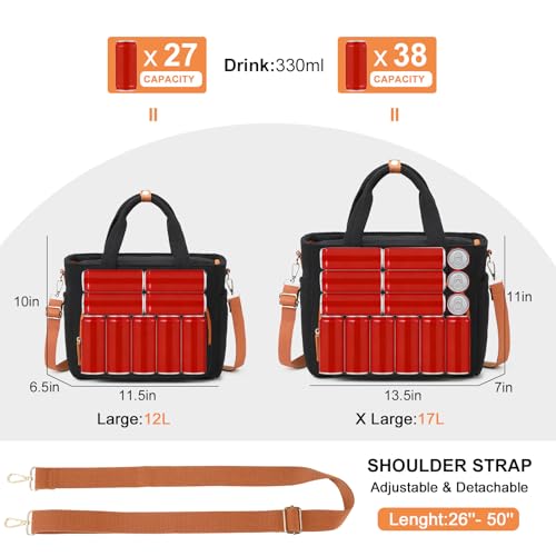 Insulated Lunch Box for Work with Cup Holder (Black Brown / 13L)