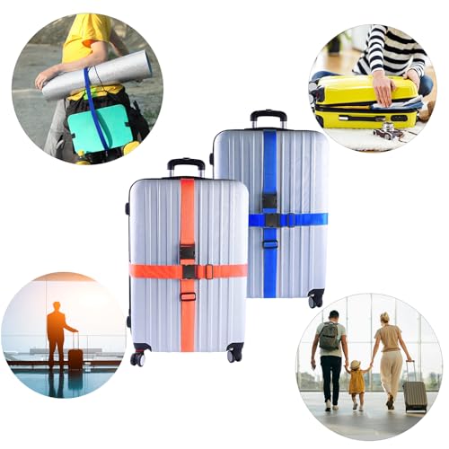 80In Luggage Straps for Suitcase Travel Belt Accessories (2Pcs Orange / 80 In Fix)
