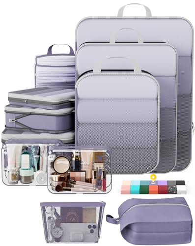 11 Set Compression Packing Cubes for Travel Essentials (Purple Gray / 11 set)