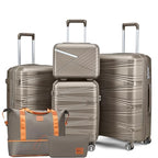 Luggage Sets 6 Piece Expandable Suitcase (Champagne / 6 Piece Set (14in/20in/24in/28in/DB/TB))