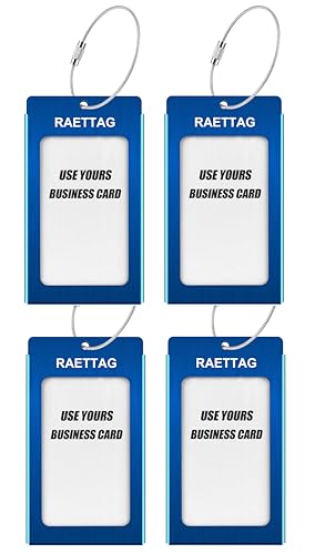 Luggage Tags Metal Suitcase Tags Travel Bag ID Identifier Luggage Tag (Blue 4-pack)