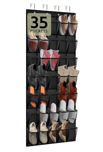 35 Pocket Over the Door Shoe Organizer (Black)
