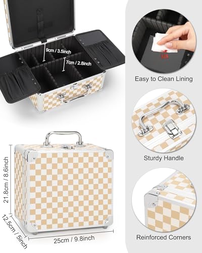 Makeup Bag with LED Mirror (Plaid / Small)