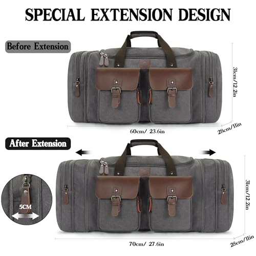Canvas Duffle Bag for Men (Grey / X Large-60L)