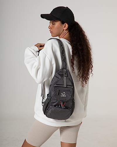 Packable Small Crossbody Sling Backpack Shoulder Chest Bag Daypack for Hiking Traveling Grey (New Grey)