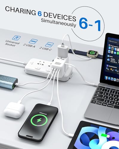 100W GaN Universal Travel Adapter with USB (White)
