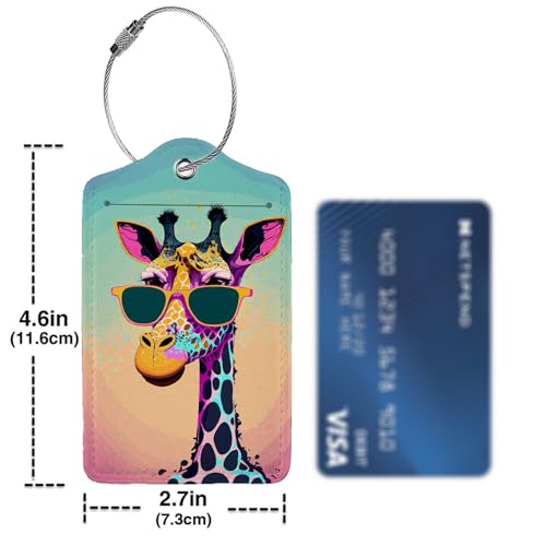 Funny Gunglasses Giraffe Luggage Tag Personalized Luggage Tags for Suitcases (Funny Gunglasses Giraffe)