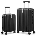 Luggage Sets 2 piece Carry On Luggage with Wheels PC Hard Shell Suitcases Lightweight Checked Travel Luggage Large Travel Suitcase Woman Men 20 (2 Pc Set (20/29) / Jet Black)