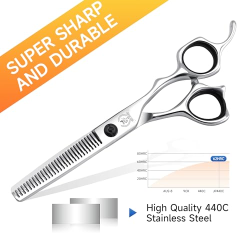 Professional Hair Thinning Scissors 6'' Barber Texturizing Shears with Sharp Razor Edge 440C Thinner Hair Scissors with Ergonomic Design for Salon and Home User (Thinning / 6 inches)