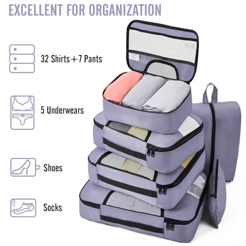 8 Set Packing Cubes for Travel Essentials (04 Purple Gray)
