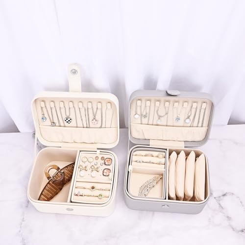 2 Layer Portable Jewelry Box (beige)