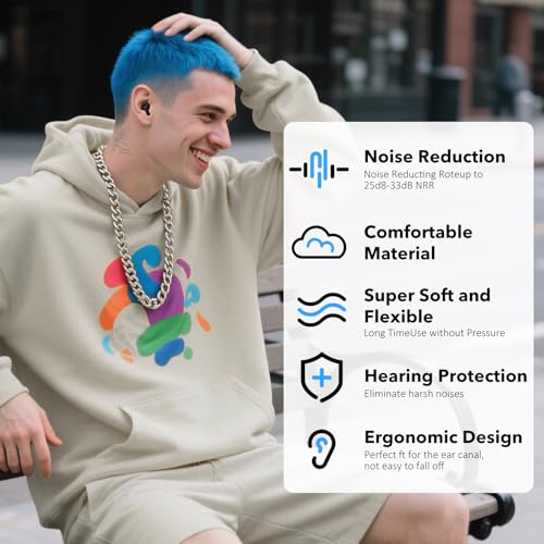 40dB Ear Plugs for Sleeping Noise Cancelling Ear Plugs for Noise Reduction & Snoring (Blue)