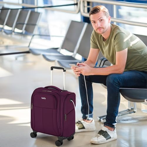 16 Inch Underseat Mini Carry On Luggage with Spinner Wheels (Underseat 16-Inch / Purple)