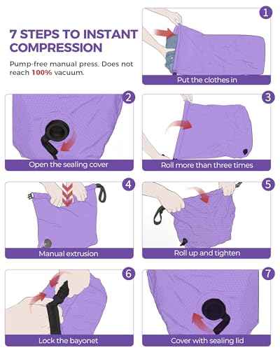 Compression Travel Laundry Bag for Dirty Clothes (Purple / Medium)