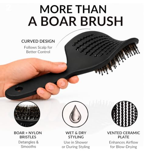 Curved Vented for Blow Drying (Black / Large)