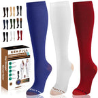 Copper Compression Dress Socks for Women & Men (Small-Medium / [3-pairs] White/Purple/Red)