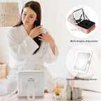 Travel Makeup Bag with Mirror Makeup Case with 8 Makeup Brushes (Pink With Brushes)
