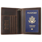 Leather Passport Cover for Men Women (Red Brown)