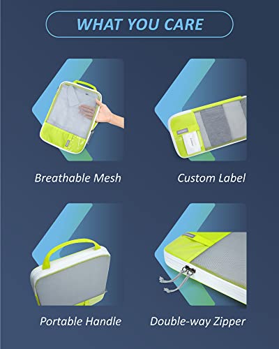 6 Set Compression Packing Cubes (Highlight Yellow / Set of 6)