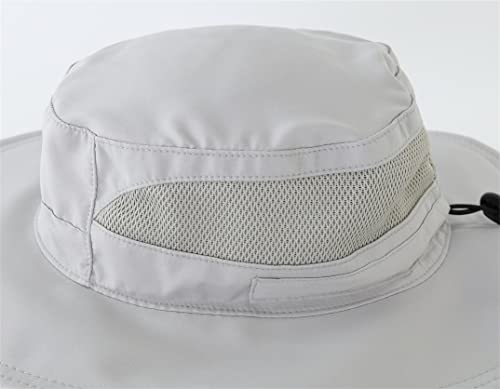 Womens Sun Hat Outdoor Wide Brim Boonie Sun Hat Summer Beach Hats UV Protection Fishing Safari Cap Light Grey (Large / Light Grey)