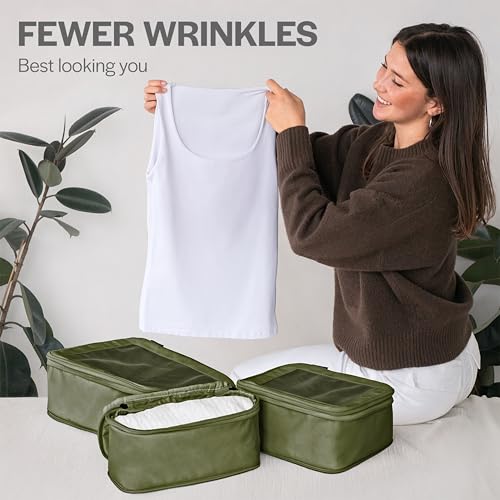 Compression Packing Cubes for Travel (6-Pack / Olive)