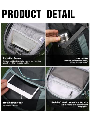 40L Hiking Backpack Daypack Travel Camping Bag for Men&Women (Slate Gray-40l / 40L)