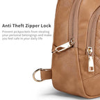 Crossbody Bags for Women Anti Theft Small Sling Handbag with Zipper Lock Vegan Leather RFID Blocking Chest Pure (Light Brown)