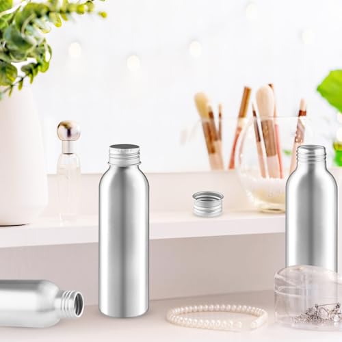 8 Pcs 150ml 5oz Aluminum Bottle Refillable Liquid Container Aluminum Vial Bottles with Screw Cap for Cosmetic Toiletries (5 fl oz)