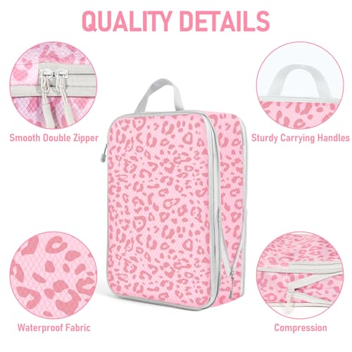 6 Set Compression Packing Cubes (Pink Leopard-6pcs / Set of 6)