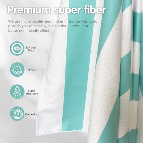 2 Pack Microfiber Beach Towel (2 Pack- Blue Green / 75”x 35”)