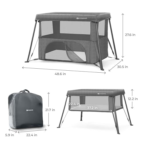 Kinderkraft Cami 3 in 1 Convertible Travel Cot Gray (Grey)