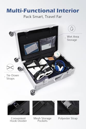 Zipperless Suitcase with Aluminum Frame (Silver / Checked in 28inch)