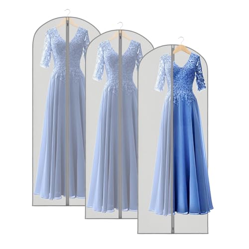 Dress Bags for Gowns Long Dress Cover Bag for Closet Storage 65 in (65"-3pcs-Grey)