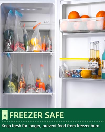 20 Pack Stand Up Reusable Freezer Bags (Multicolor / 20 Pack - 8 Gallon, 7 Sandwich, 5 Snack Bags)