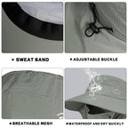 Sun Hat for Men Women with Neck Flap& Removable Face Cover Wide Brim (1pack-green/Arm Sleeves)
