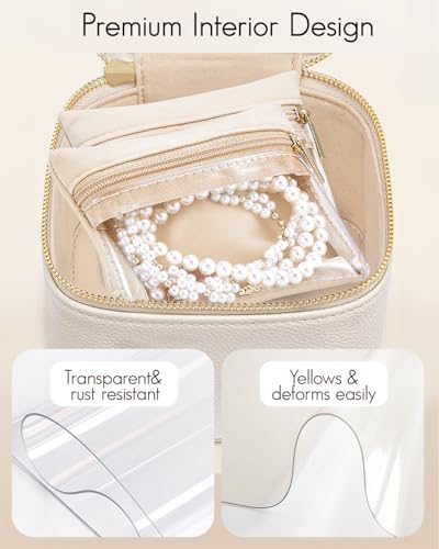 Jewelry Organizers and Storage with Clear 6 Velvet Bags (6PCS-White)