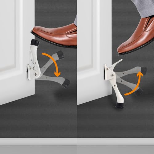 4 Stoppers 4 in White Kickdown Door Stopper for Bottom of Door (White / 4 INCH X 4 PACK)