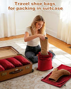 2 Pcs Shoe Bags for Travel (Rio Red / 21.2"x13.3")
