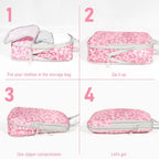 6 Set Compression Packing Cubes (Pink Leopard-6pcs / Set of 6)