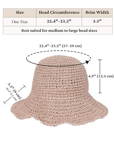 Womens Crochet Straw Sun Hat Foldable Floppy Wide Brim Beach Hat for Summer (One Size / Pink)