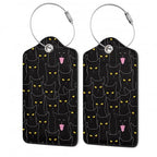 2Pcs Luggage Tag for Suitcase Black Cat Cute Suitcase Tag with Privacy Flap & Name ID Label & Metal Loop (Cute Black Cat)