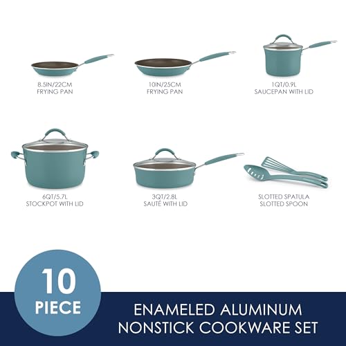 Cucina Nonstick Cookware (Agave Blue / 10 Piece Porcelain)