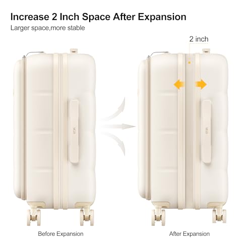 20 Inch Expandable Carry On Luggage Airline Approved (20 inch / Cream)