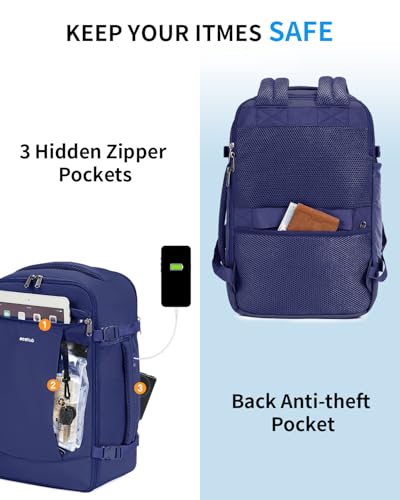 18" Travel Backpack Airlines Approved Personal Item Bag Women Navy (Navy Blue / 18 inch underseat)
